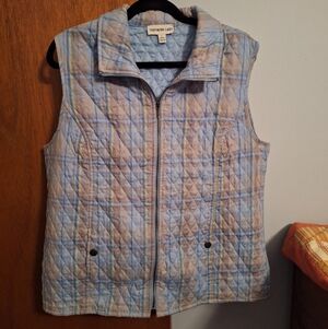 Southern Lady Women's Quilted Blue Plaid Vest Size L